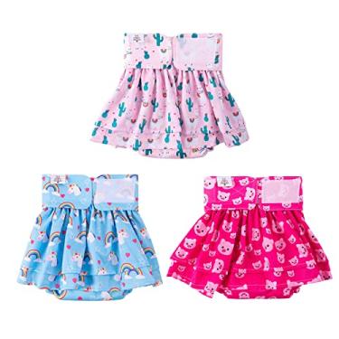 Imagem de CuteBone Fraldas para Cachorro Fêmea com Saias, Pacote com 3 Unidades, Vestidos Reutilizáveis para Filhotes, Calças para O Período Do Ciclo de Cio Qbd01Xl