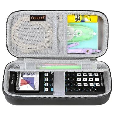 Imagem de Canboc Estojo rígido para calculadora gráfica Texas Instruments Ti-84 Plus CE/Ti-84 Plus/TI-83 Plus, bolsa de malha, cabos, lápis, canetas e outros acessórios, preta