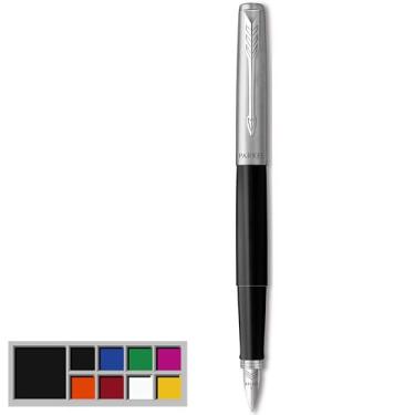 Imagem de Parker Caneta-tinteiro Jotter Originals, acabamento clássico, ponta média, tinta azul e preta