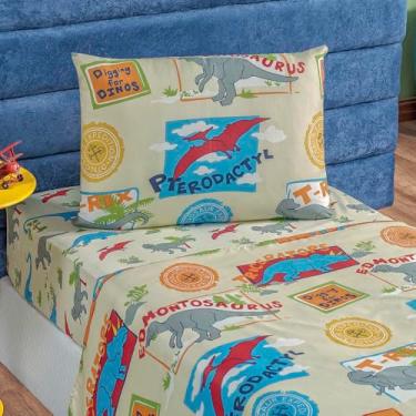 Imagem de Jogo de Cama lençol INFANTIL SOLTEIRO 3 pç estampado (Dino)