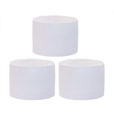 Imagem de ONLYKXY Braçadeiras de capitão de 3 peças 7 x 32,5 cm/2,7 x 12,8 polegadas braçadeira de líder ajustável braçadeira esportiva para futebol, basquete, vôlei, equipe escolar, competição, treinador, jogadores, braçadeiras (branca)