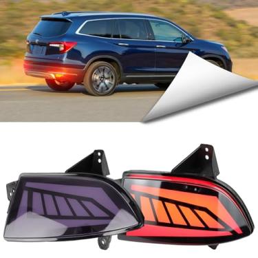 Imagem de BINQIGOO Luz refletora de LED para para-choque traseiro de neblina compatível com Honda Pilot 2019-2022 EX EX-L Touring DRL seta (fumado)