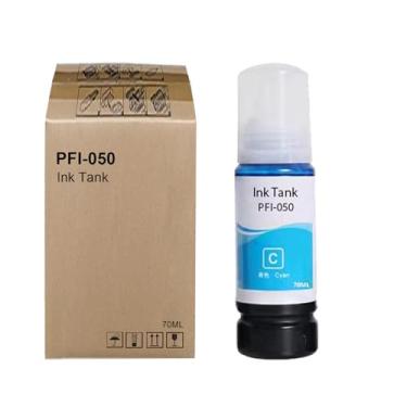 Imagem de Tanque de tinta ciano PFI-050 PFI050 compatível com tanque de tinta pigmentada PFI-050C 5699C001 para impressora imagePROGRAF TC-20 TC-20M (70 ml)