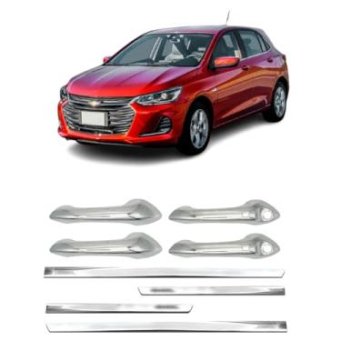 Imagem de Kit para Adaptável Para Onix 2020 2021 2022 2023 2024 Aplique Maçaneta 4 Portas C/2 Keyless Friso Lateral da Porta Inferior Slim.