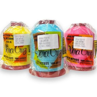 Imagem de Linha Vera Cruz Para Pipa Fio 04 de 1000 Jardas 100% algodão Tex 111 Colorido Aleatório