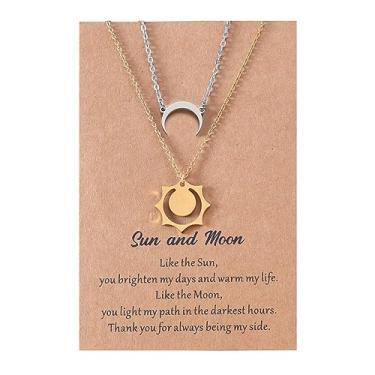 Imagem de Colar de amizade combinando sol e lua, colar para casais, melhor amigo, presente de aniversário de 2 anos, dia dos namorados para mulheres e meninas, Zinco, Sem Pedra Preciosa
