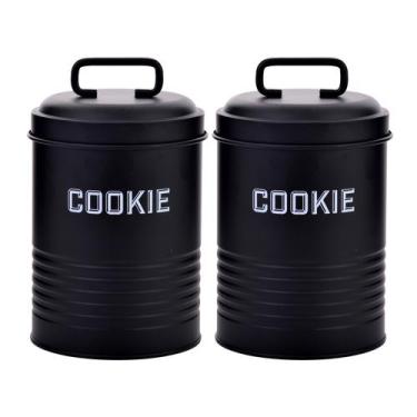 Imagem de Kit 2 Latas de Biscoito Cookies Metal Com Alça - Preto - NH - Mai Home