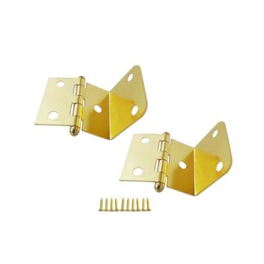 Imagem de QCAA Dobradiça semioculta de aço durável para caixa, baú e armário, 3,5 cm de largura x 1,2 mm de espessura, banhado a latão, pacote com 2, feito em Taiwan