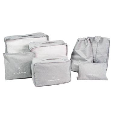 Imagem de Kit organizador para mala de viagem  7 peças linha basic cinza - Mimos