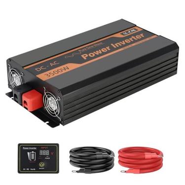 Imagem de PowMr Inversor Solar De 3500 W, Inversor De Onda Senoidal Pura 12 Vcc Para Conversor De Ca De 110 V Para Casa, Rv, Caminhão, Inversor De Energia Fora Da Rede Com Ca Duplo, Lcd, Usb, Cabos De Bateria
