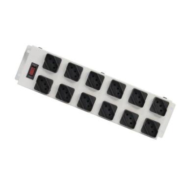 Imagem de Filtro De Linha Metalico 12 Tomadas Cabo 1,10M Ipec, Branco