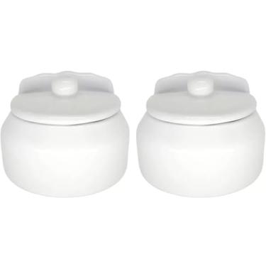 Imagem de Saleiro de Cozinha De Parede Mesa Com tampa em Cerâmica Kit Com 2 Saleiros