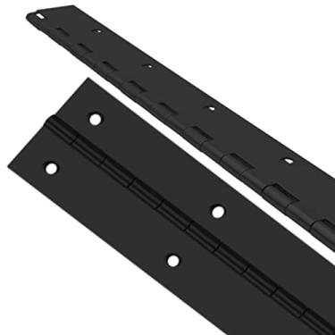 Imagem de 2 peças 2" x 18" dobradiça de piano de aço inoxidável preta, 0,2 cm/1/16" de espessura pesada dobradiça de piano com furos, dobradiças contínuas e de piano para móveis de madeira, caixa de correio, caixa de correio, caixas de armazenamento de ferramentas, armários, porta piano