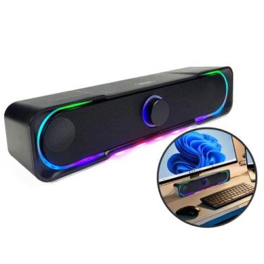 Imagem de Caixa Som Caixinha Pc Computador Notebook Potente LED RGB P2 - Knup