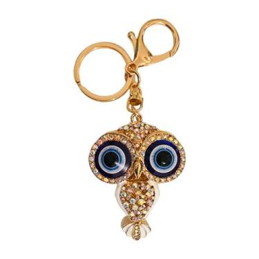 Imagem de Chaveiro Metal Olho Grego Coruja Com Strass - Equilíbrio Pedras Natura