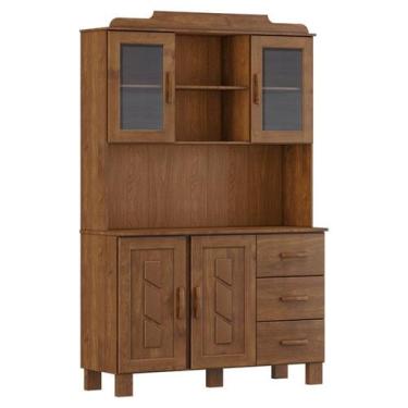 Imagem de Cristaleira 4 Portas 3 Gavetas Com Aplique 122 cm 1279 Castanho Milani