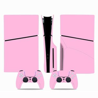 Imagem de Adesivo Skin compatível com console de disco fino PS5, capa protetora de vinil para controle sem fio (rosa)