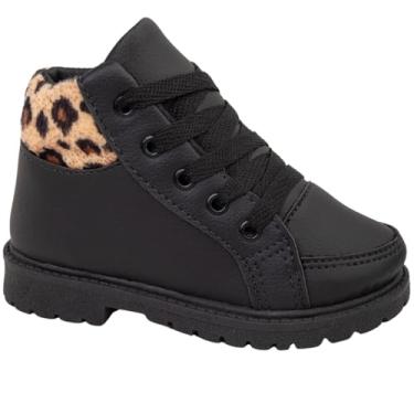 Imagem de Bota Infantil Menina Botinha Feminina Infantil Coturno Onça (PRETO, BR, Criança de 4 a 8 anos, Numérico, 20)