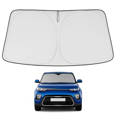 Imagem de Proadsy Protetor solar para para-brisa 2025 com ajuste personalizado 2014-2019 Kia Soul protetor de para-sol para janela frontal dobrável acessórios Kia Prime