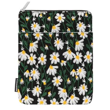 Imagem de Dadanism Capa bordada margarida acolchoada para o novo Kindle Paperwhite, 17.8 cm Kindle Colorsoft Signature Edition, capa protetora para K-indle/K-indle Oasis/Kobo E-Reader, preto e branco margarida