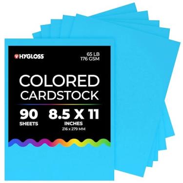 Imagem de Hygloss Cartolina azul claro colorida – 21 x 28 cm, 90 folhas, 29,5 kg/176 g/m², resistente ao desbotamento, sem ácido
