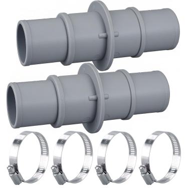 Imagem de LonlyEagle Conector adaptador de mangueira de piscina, acoplamento de plástico de 3,5 cm ou 3,5 cm para aspirador de piscina, limpador e mangueiras de bomba de filtro (cinza)