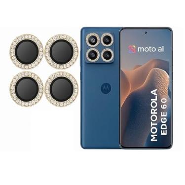 Imagem de Kit (04 PCS) Película Câmera Strass Diamonte Para Motorola Moto Edge 60 / Edge 60 Pro/Edge 60 Fusion (PRETO)