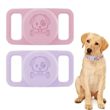 Imagem de Pacote com 2 porta-coleira AirTag impermeável para cães – capa de silicone para AirTags – Suporte oculto antiperda para coleiras, bolsas e muito mais – Acessórios AirTag (Rosa/roxo)