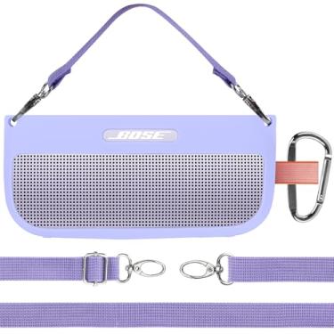 Imagem de Lebakort Capa de silicone compatível com alto-falante Bose SoundLink Flex Bluetooth sem fio portátil (capa lilás gelada)