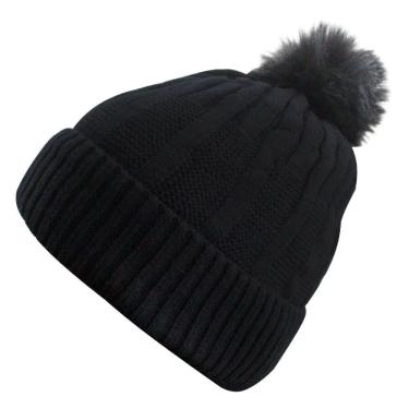 Imagem de Touca Gorro Adulto Peluciada Preta Pompom Tamanho único