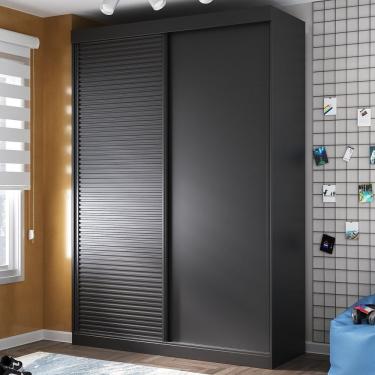Imagem de Guarda-roupas Infantil 2 Portas 1 Porta Ripada Samambaia Teen Cabecasa Madeiramadeira Preto