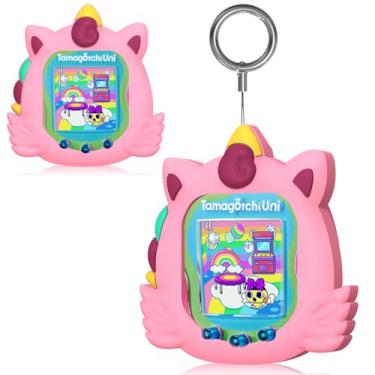 Imagem de BEARDDO Silicone Case Compatible with Tamagotchi Uni Case, Cute Cartoon Pink Virtual Pet Game Machine Protector Cover for Tamagotchi Uni Accessories with Ring Lanyard (Pink)