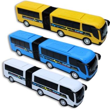 Imagem de 3 Ônibus Brinquedo Articulado Metropolitano Plástico Grande (Colorido 02)