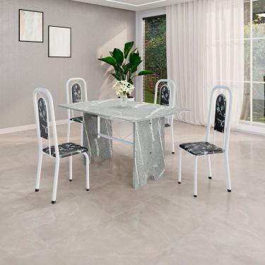 Imagem de Conjunto Sala de Jantar com 4 Cadeiras Lara Preto / Branco