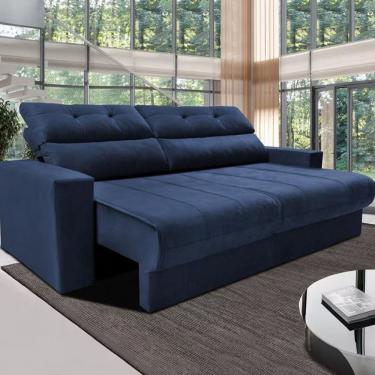 Imagem de Sofá 3 Lugares Cama Clean Retrátil E Reclinável Inbox Clean Azul