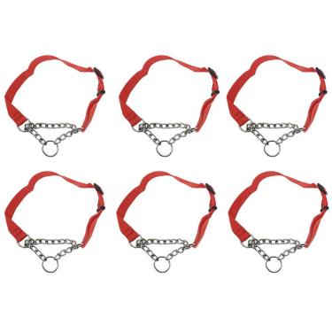 Imagem de Coleira Ajustavel Kit 6 Unid Caes Corrente 2 Cm Elo Torcido Pet Treinamento Passeio