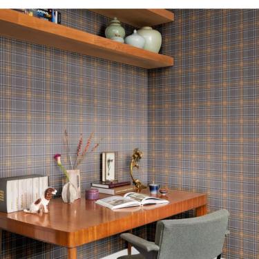 Imagem de Papel De Parede African Queen Iii Aspecto Têxtil Cinza E Marrom 537451