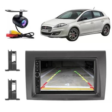 Imagem de Central Multimídia 2 Din Mp5 Fiat Bravo Câmera Moldura Pt Fosco