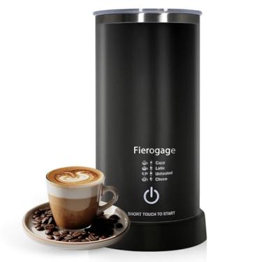 Imagem de Fierogage Espumador De Leite E Vaporizador Com Botão Toque, Elétrico 4 Em 1, Automático, Aquecedor Espuma Quente Fria Para Latte, Cappuccino, Macchiato, 8,4 Oz/250 Ml, Preto