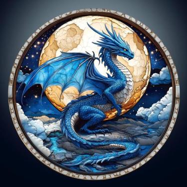 Imagem de Puzzles de madeira Purdicra Moonlit Blue Dragon 100 unidades para adul