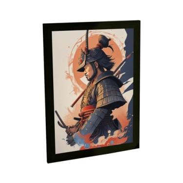 Imagem de Quadro Decorativo Samurai Ilustração Sol Desenho Decoração Poster Quarto Sala