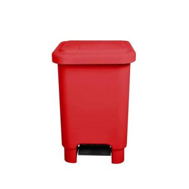 Imagem de Lixeira 25L Quadrada C/Pedal - JSN, Vermelho