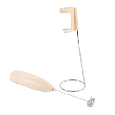 Imagem de Luqeeg Espumador de leite portátil, máquina de espuma elétrica operada por bateria, misturador de bebidas, espumador de batedor de aço inoxidável com suporte para latte, cappuccino, chocolate quente