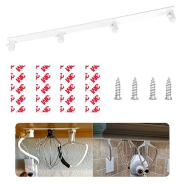 Imagem de Suporte de plástico compatível com acessórios de batedeira KitchenAid, organizador de batedeira plana, batedor de arame, acessórios de gancho de massa, economia de espaço para parede ou armários