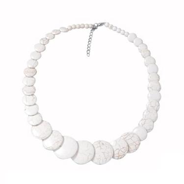 Imagem de Yecomsy Colar boêmio redondo com lascas, colorido, geométrico, turquesa, geométrico, babador, colar étnico grosso, Acrílico, Sem Pedra Preciosa