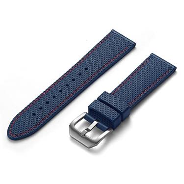 Imagem de Crafter Blue UX05 Pulseira de borracha de substituição para todos os relógios de 20 mm de largura, azul-marinho com fio vermelho