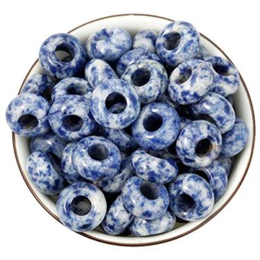Imagem de Nupuyai — Contas largas de pedra grande para fabricação de joias, pacote com 30, contas europeias de rondelle polidas para berloques, Sodalite, 8x14(mm), 30