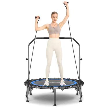 Imagem de 40 por 48 trampolim de rebote para adultos para crianças. Mini Exercício Indoor Trampolim com o guidão ajustável em