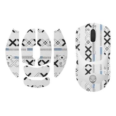 Imagem de NOUKAJU Fita adesiva para mouse com cobertura total para Alienware AW720M, fita antiderrapante para mouse, kit de atualização de mouse profissional pré-cortado resistente ao suor autoadesivo (branco)