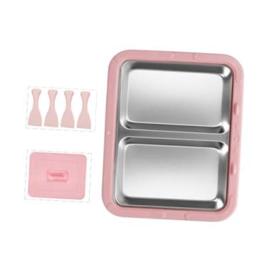 Imagem de WeiLaiKeQi Máquina de sorvete instantânea, prato frio doméstico, faça você mesmo, versátil, aço inoxidável, bandeja para rolos de iogurte congelado de verão, Rosa com Tampa